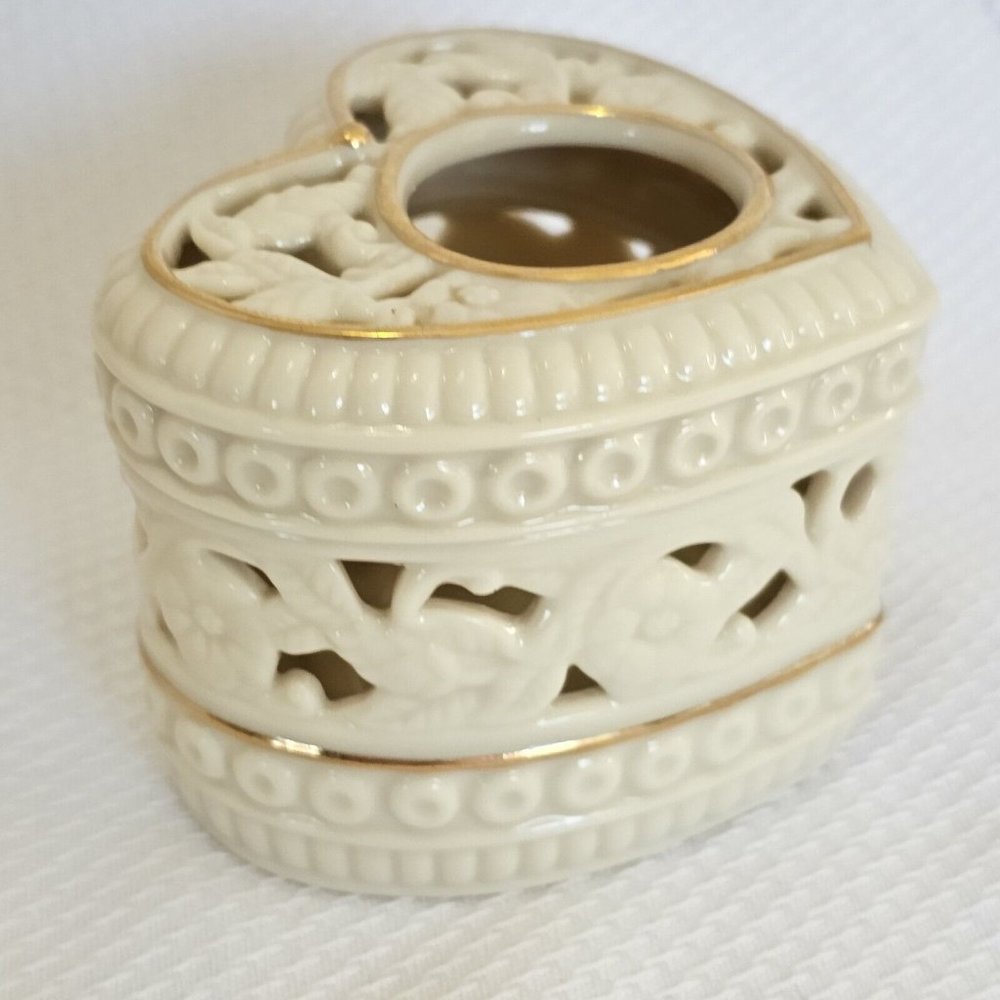 2002 Partylite Thank You From The Heart Tea Light Holder 3" toile gold lined - Picture 1 of 10